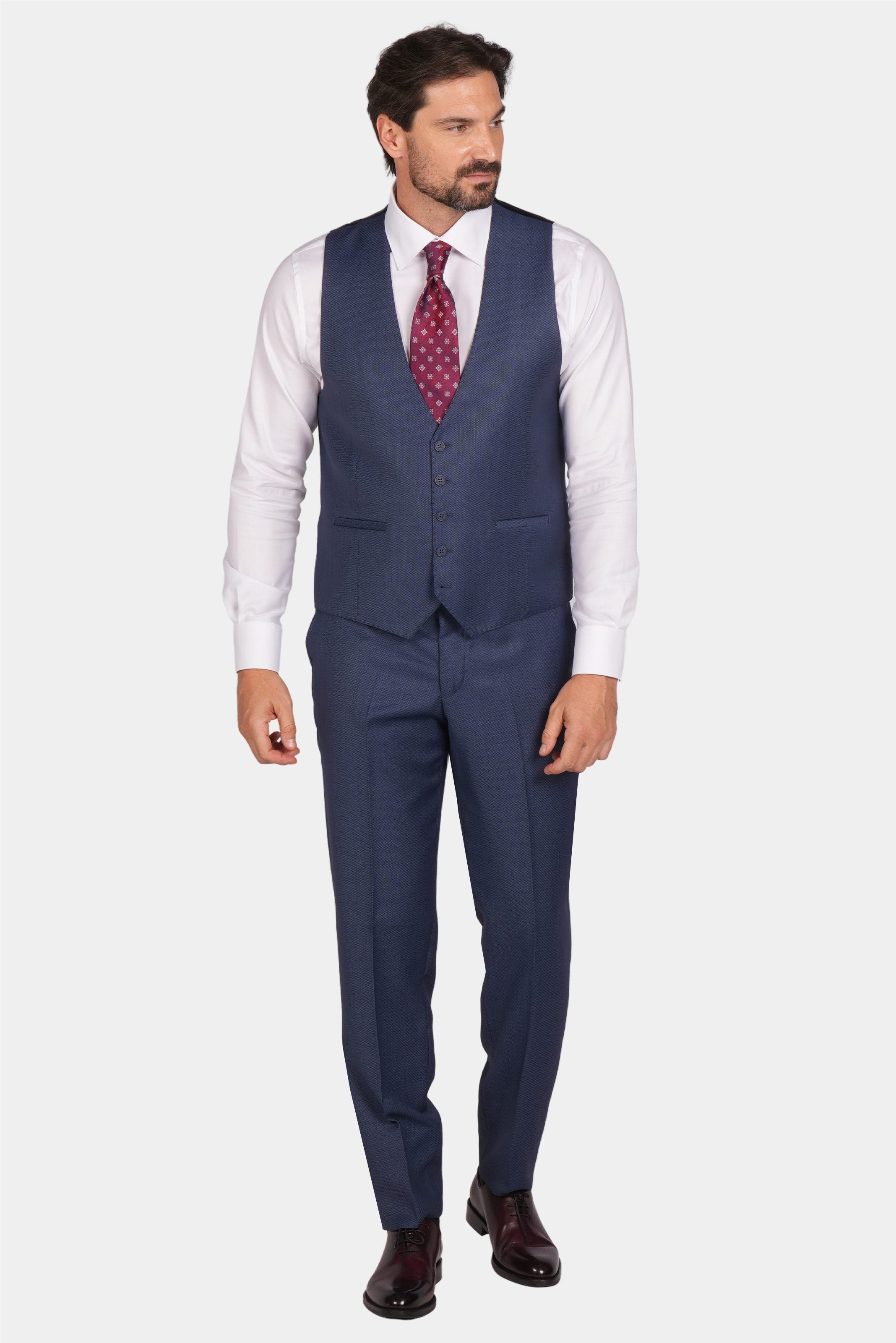 Blue modern fit single-breasted suit