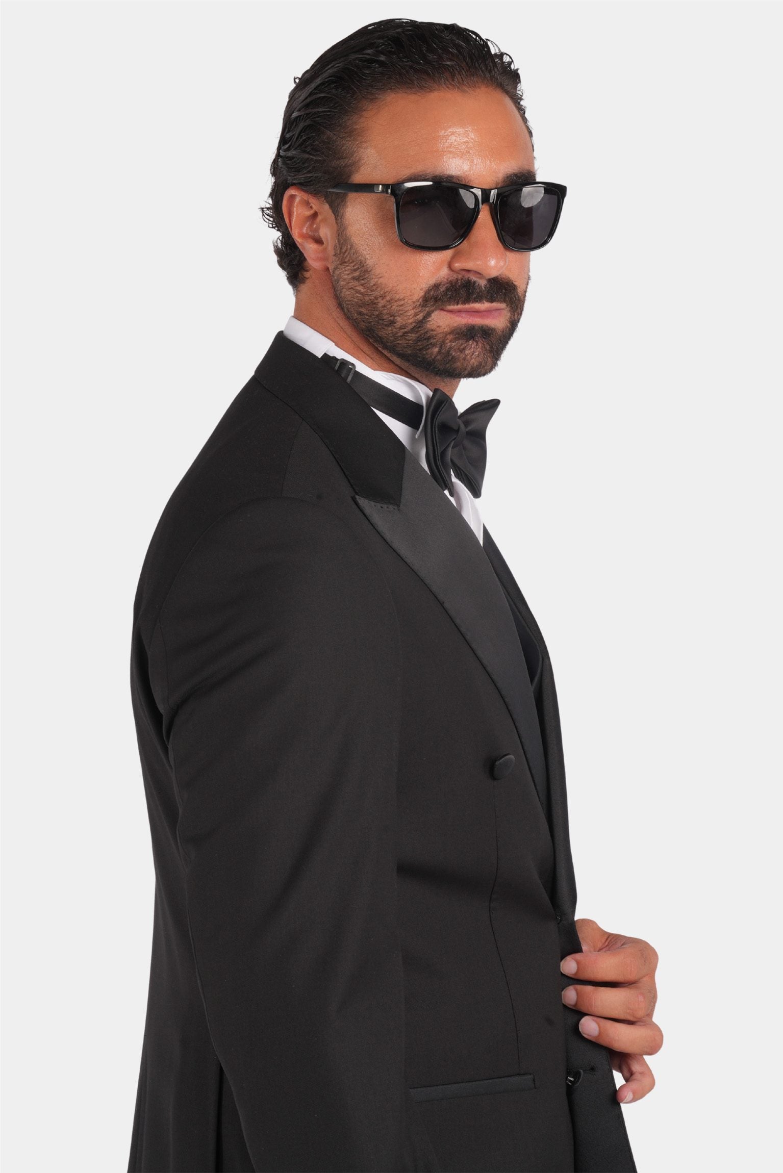 Schwarzer Slim Fit Doppelreihiger Smokinganzug