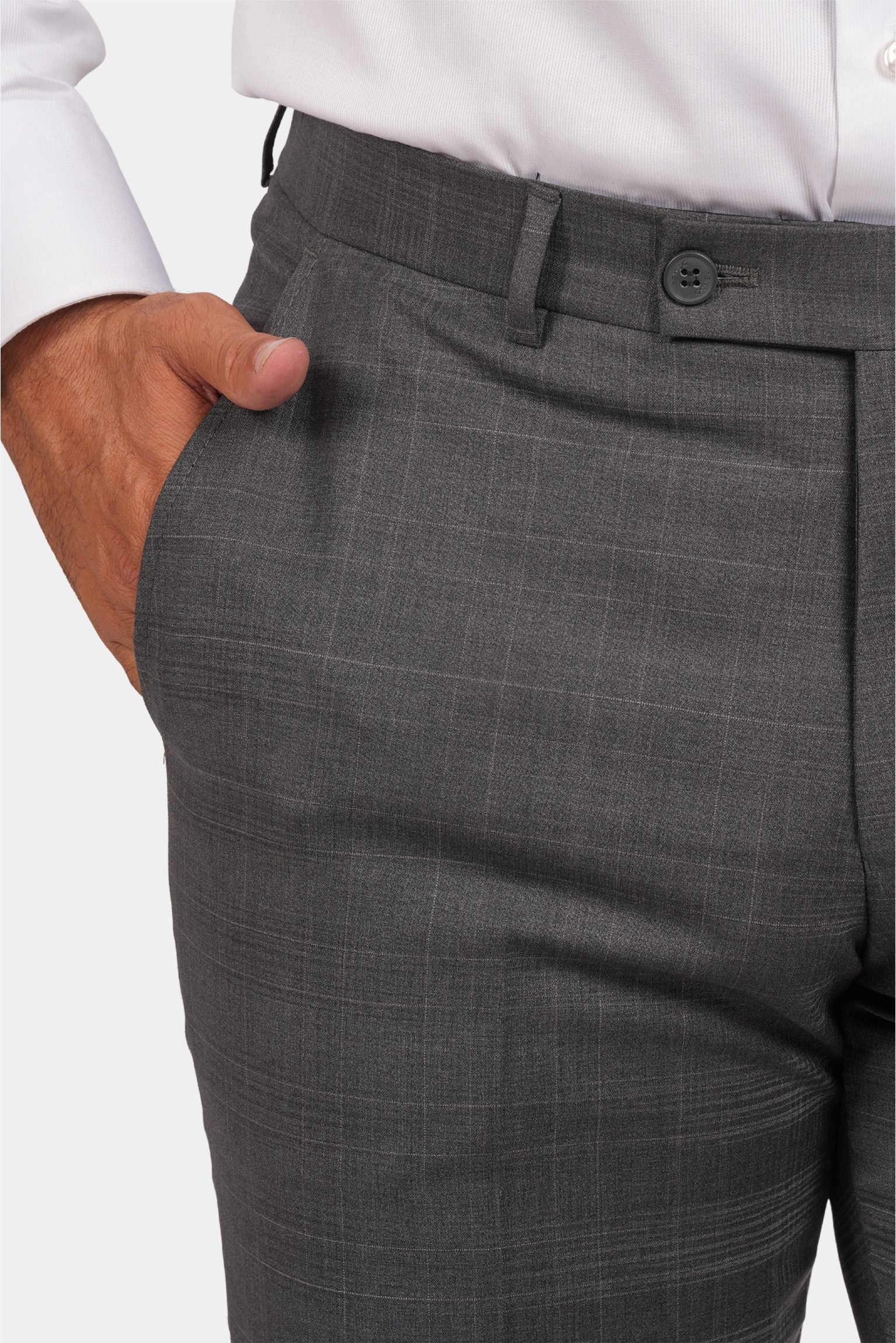Grauer karierter Anzug Modern Fit Einreiher