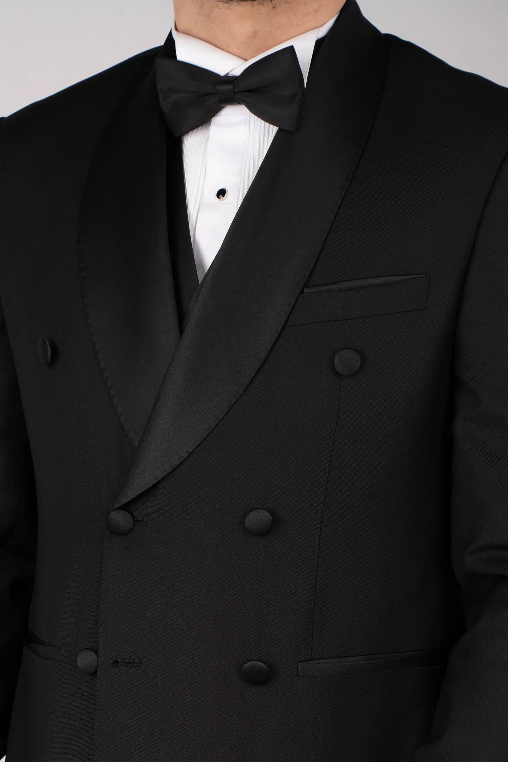 Schwarzer Slim Fit Doppelreihiger Smokinganzug
