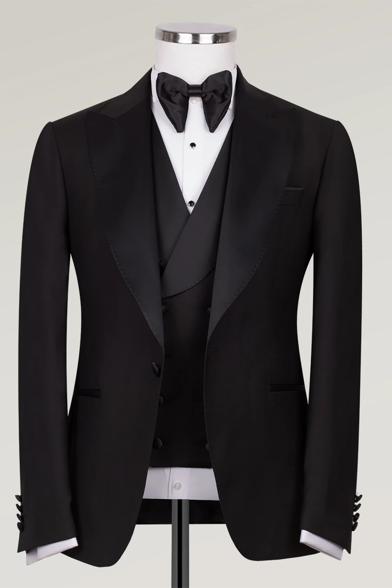 Schwarzer Slim Fit Einreihiger Smokinganzug