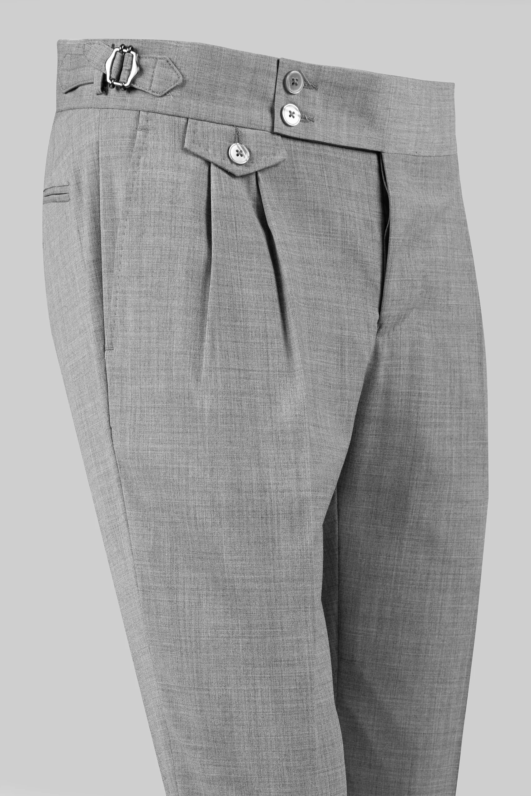Hellgraue italienische Stoffhose aus Wolle