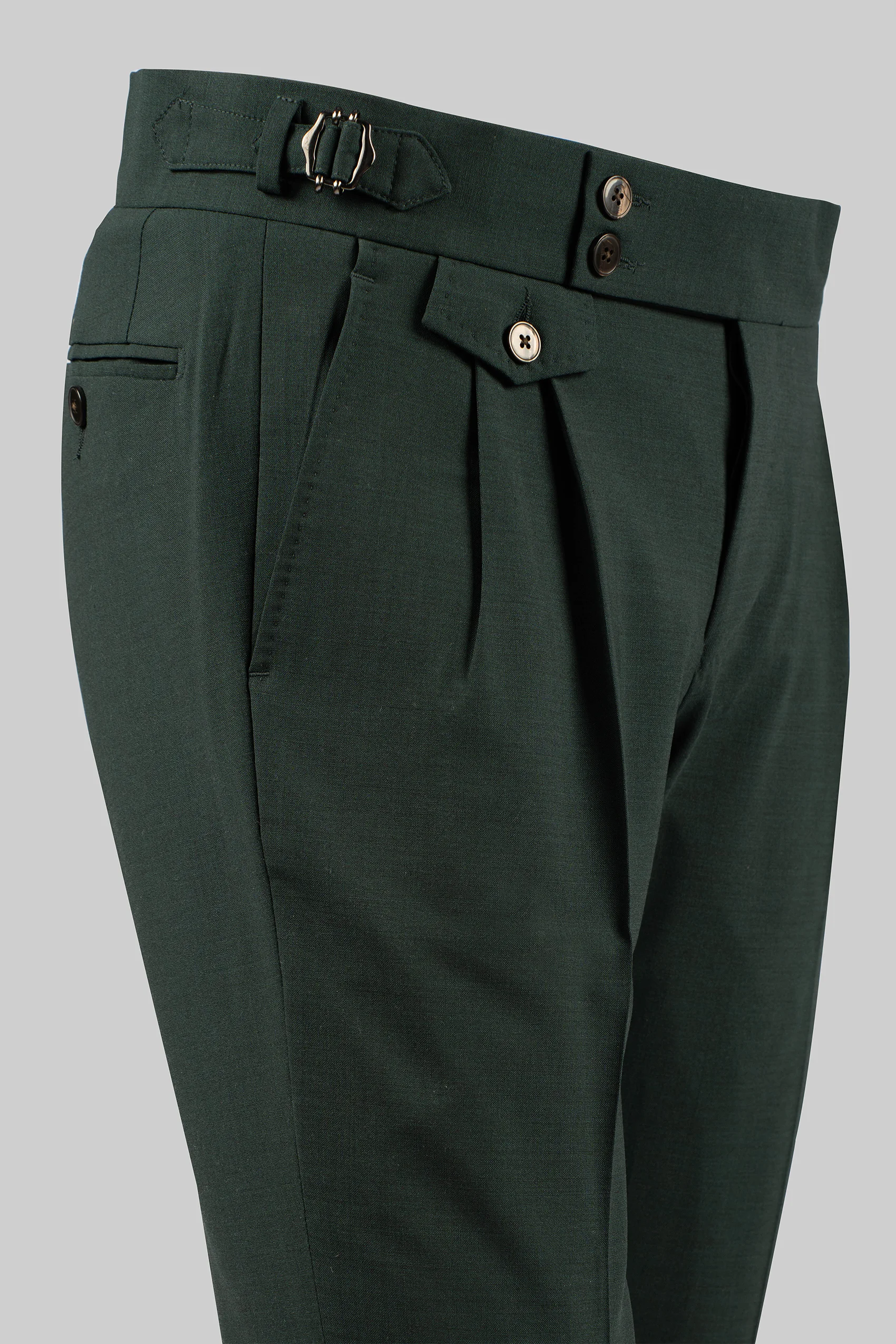 Dunkelgrüne italienische Stoffhose aus Wolle