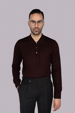 Bordeaux italienischer Woll-Acryl-Pullover