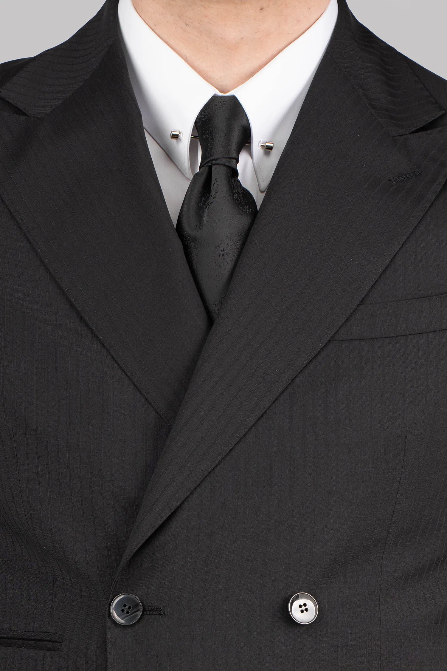 Schwarzer Zweiteiliger Woll-Anzug mit Tailored Fit