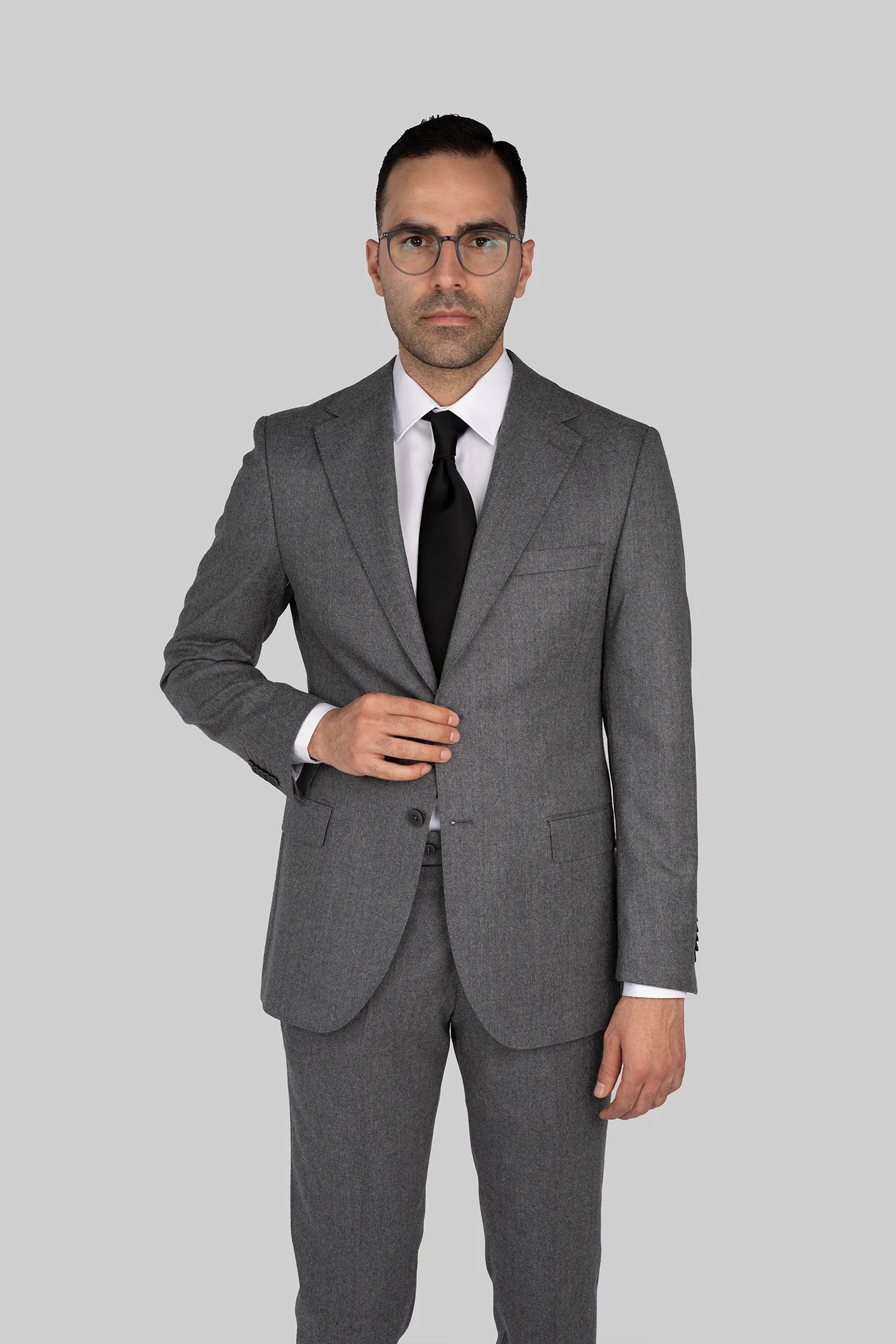 Grau Zweiteiliger Woll-Anzug mit Tailored Fit