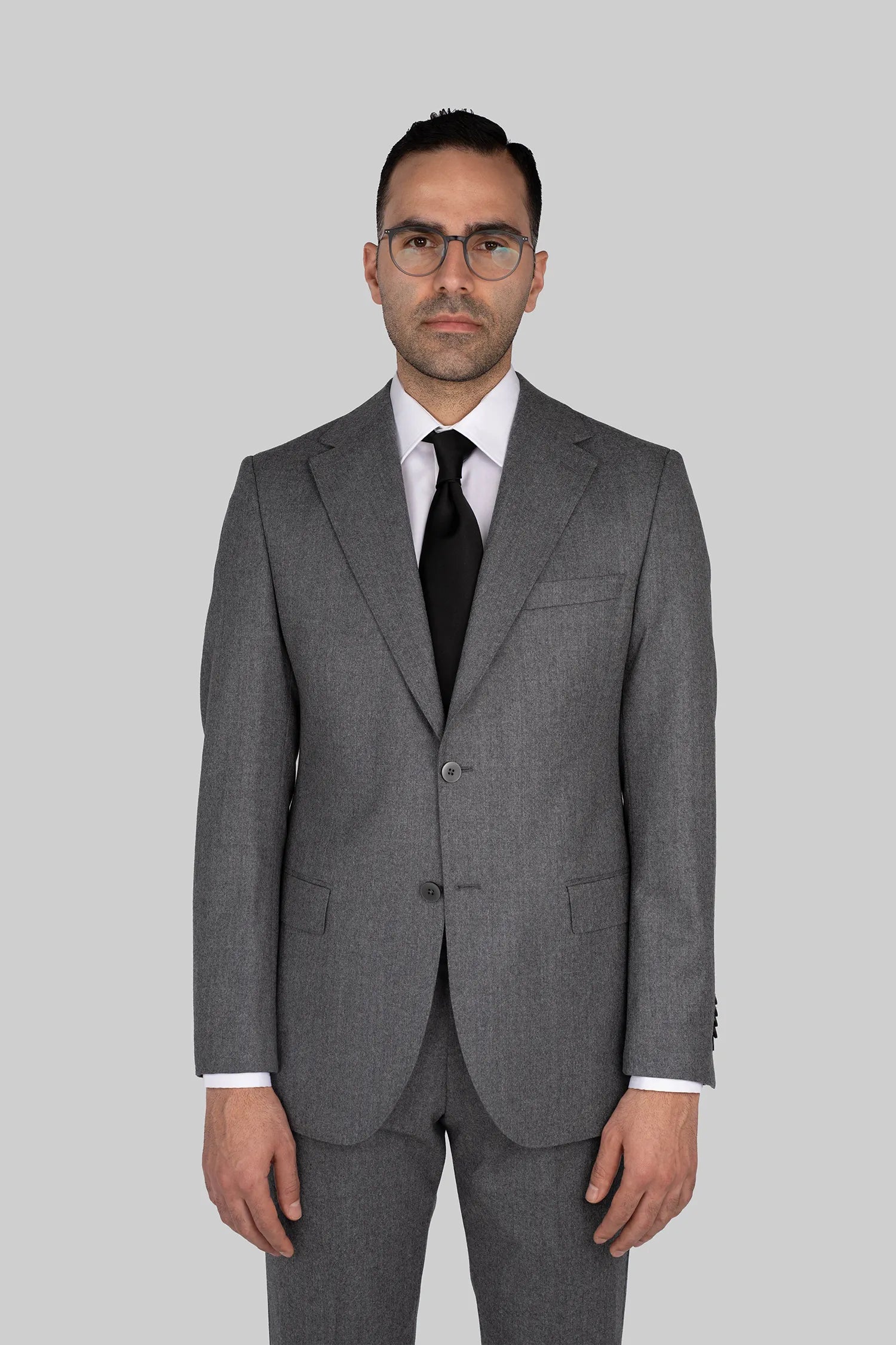 Grau Zweiteiliger Woll-Anzug mit Tailored Fit