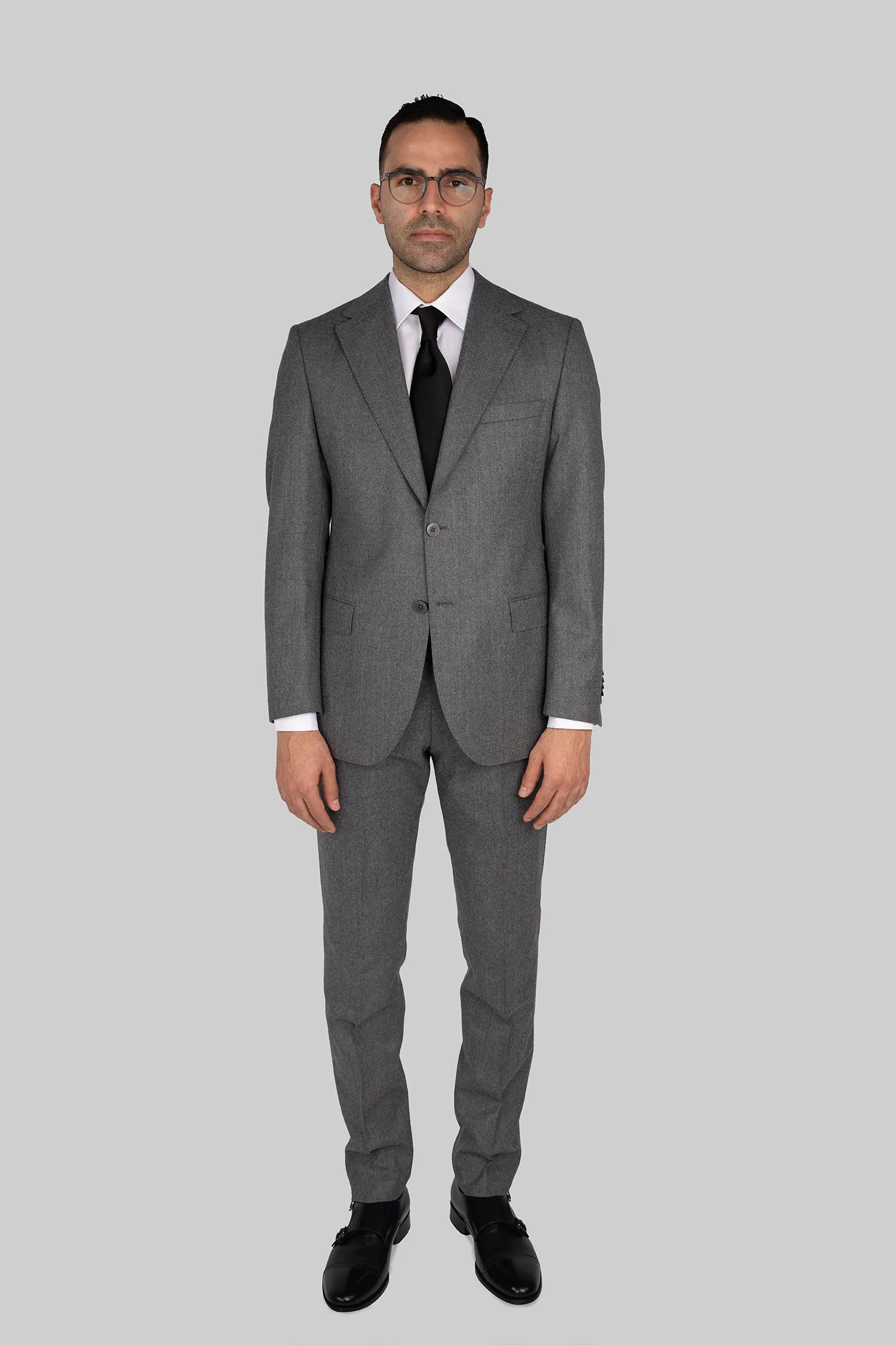 Grau Zweiteiliger Woll-Anzug mit Tailored Fit