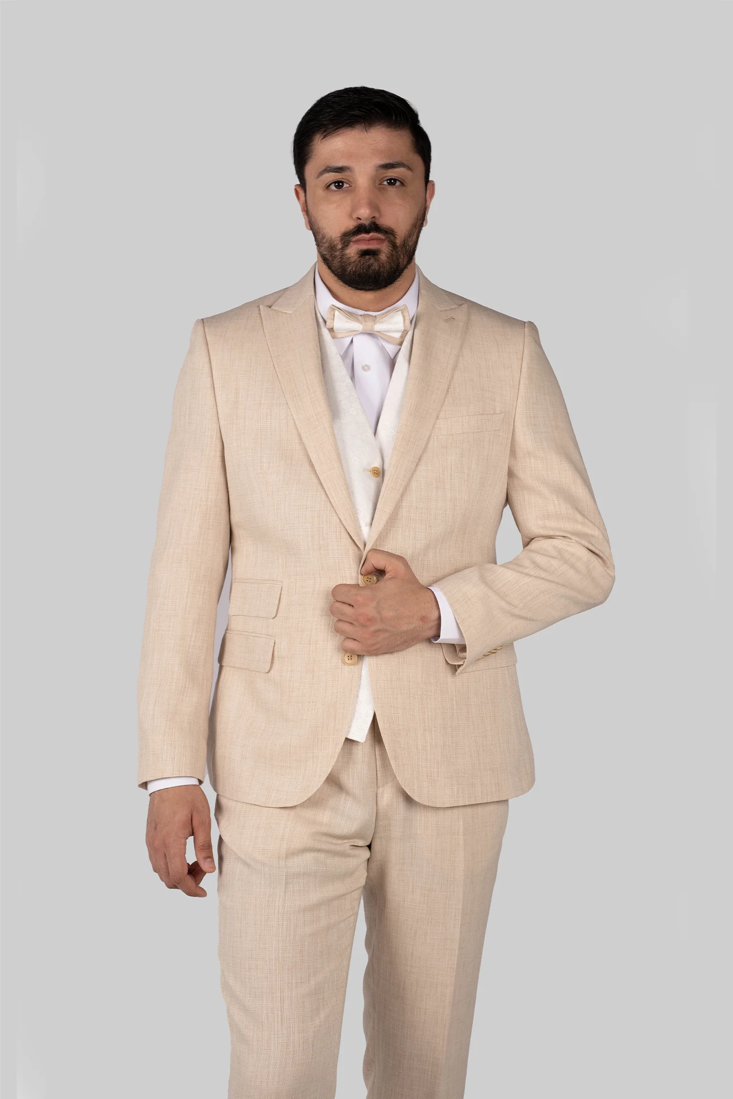 Beige Zweiteiliger -Anzug mit Tailored Fit