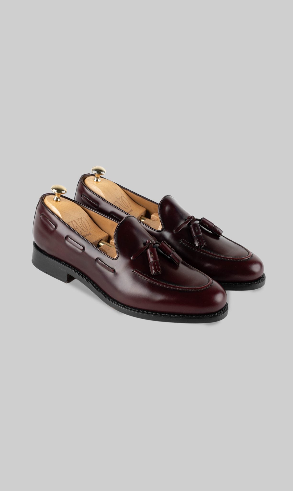 Bordeaux Leder Quasten-Loafer