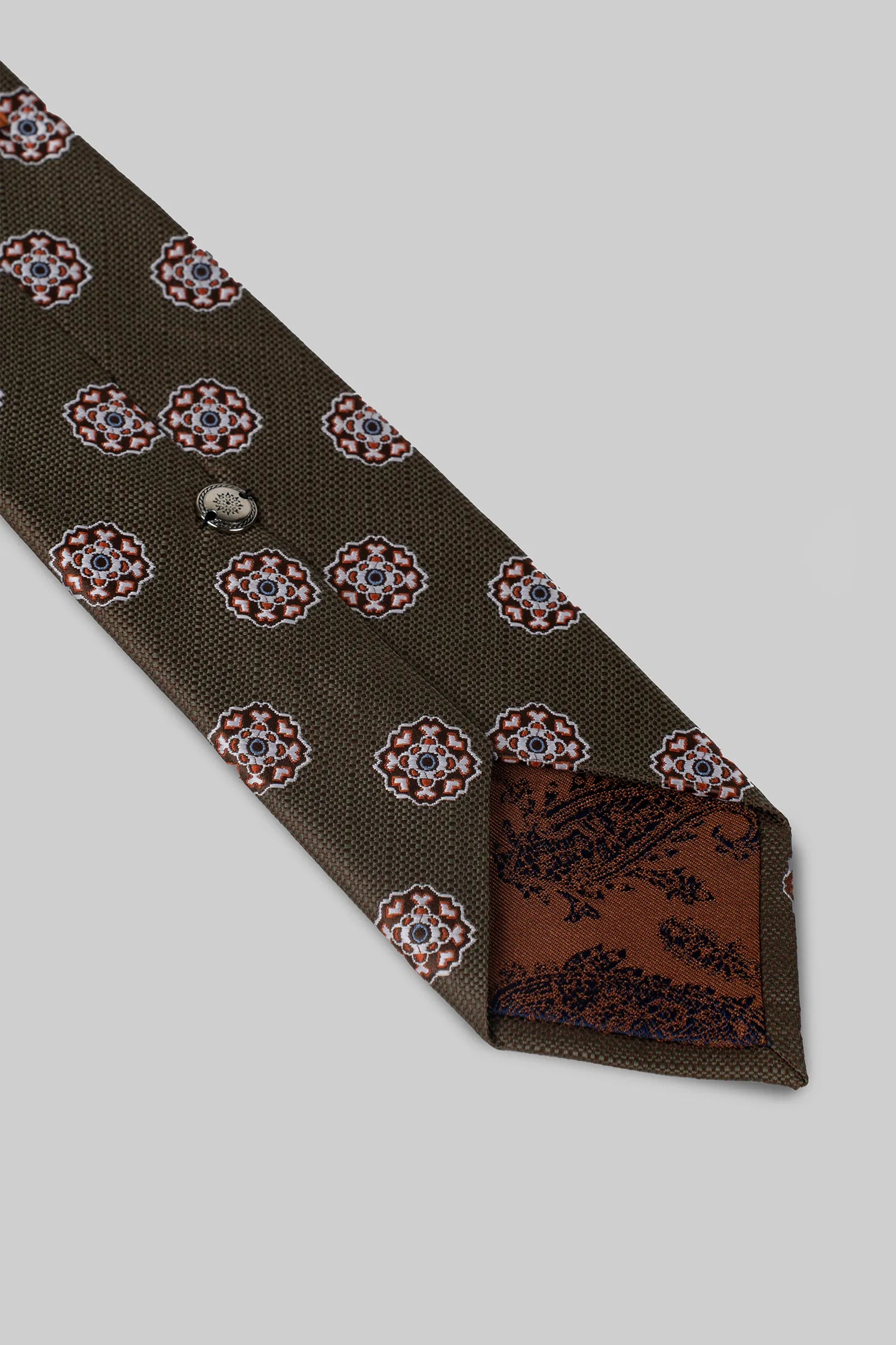 Braune Krawatte und Einstecktuch mit Blumenmuster aus Mikrofaser