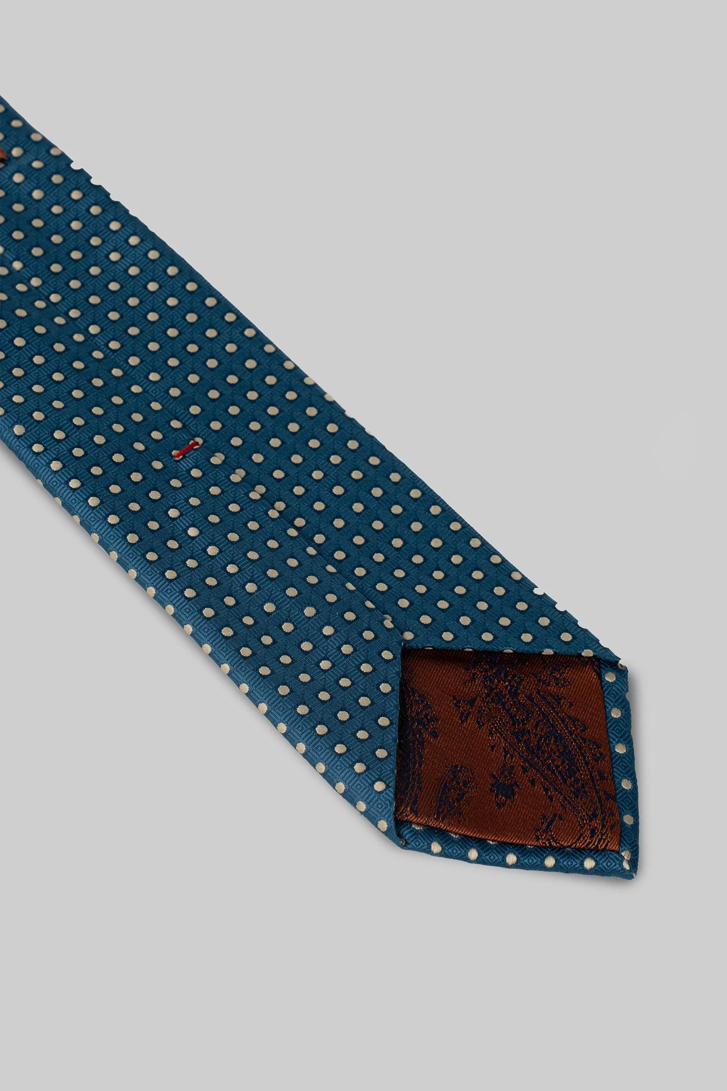 Turquoise microfiber tie and polka dot pocket square