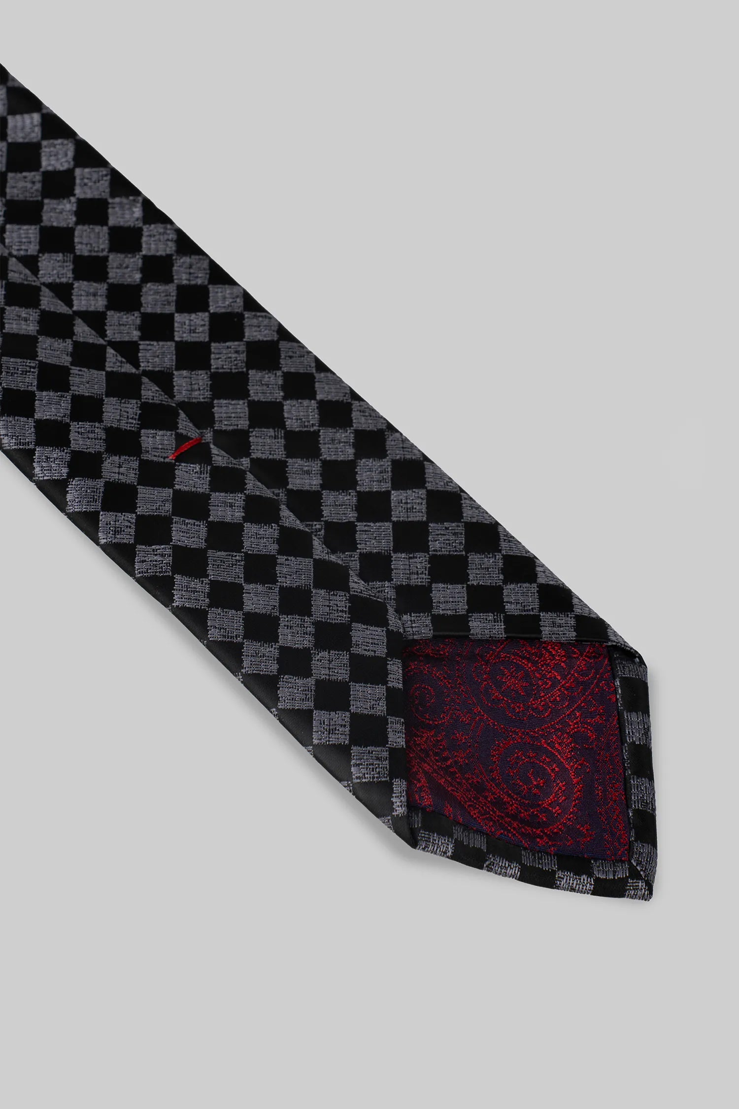 Black checkered tie and microfiber pocket square