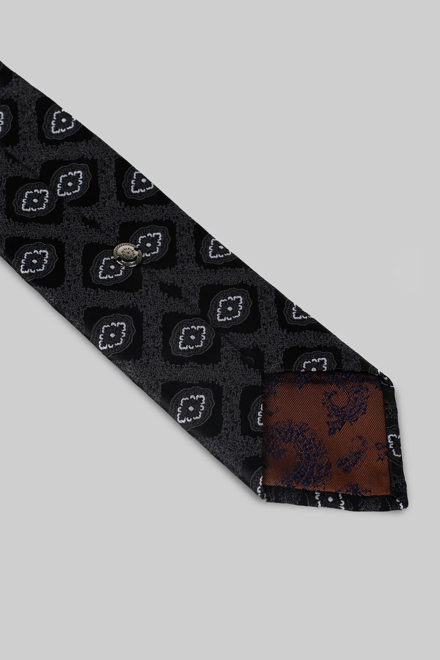 Schwarze Geometrische Muster Mikrofaser Krawatte und Einstecktuch