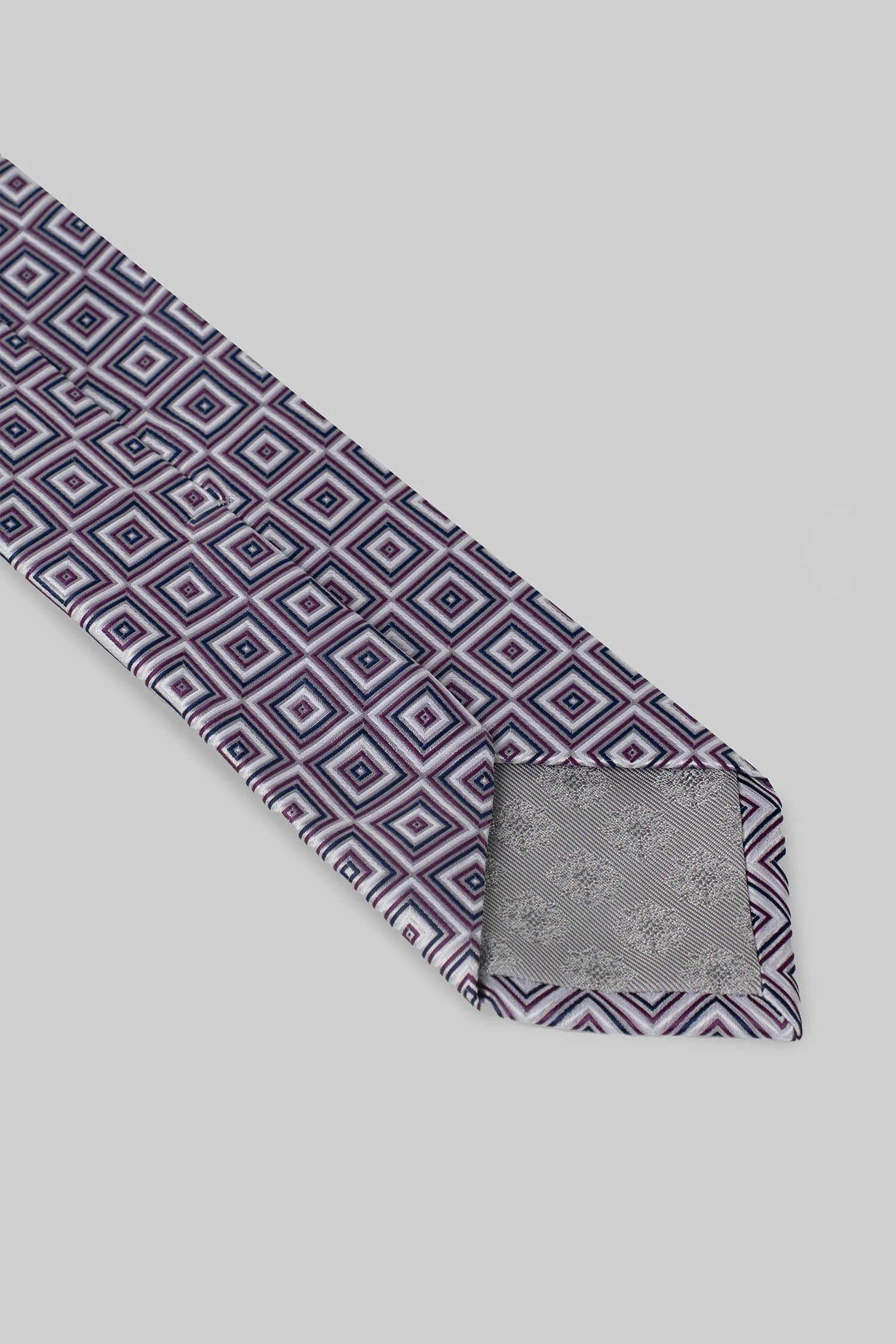 Gray Geometric Pattern Microfiber Tie and Pocket Square