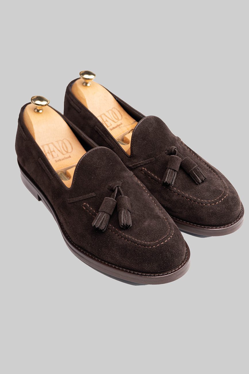 Brauner Tassel-Loafer aus Wildleder