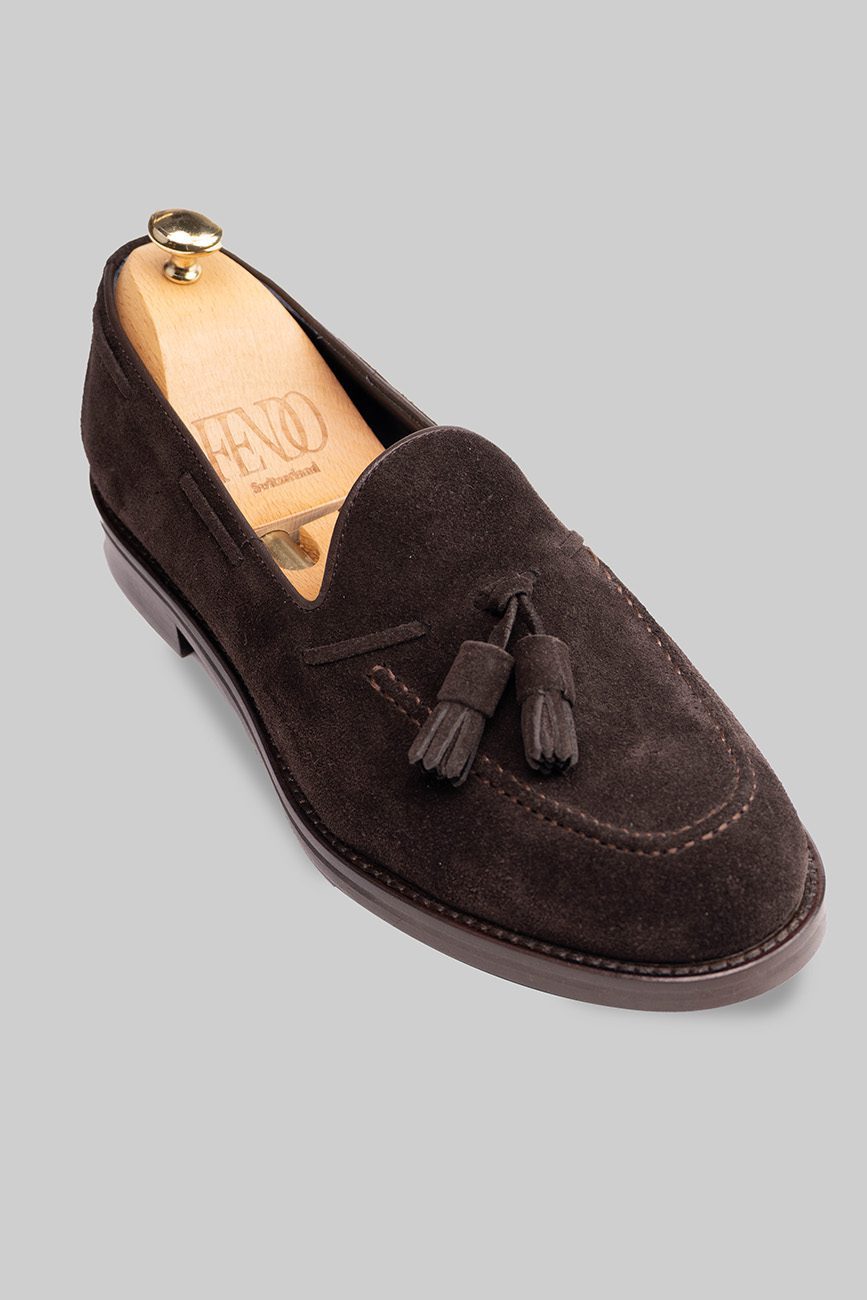 Brauner Tassel-Loafer aus Wildleder