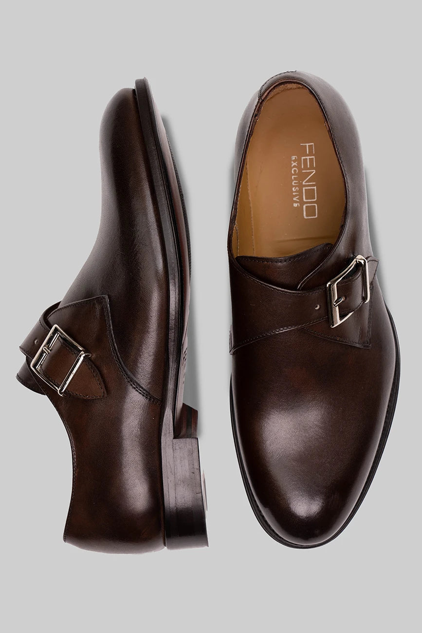 Brauner Single Monk-Schuh aus Kalbsleder