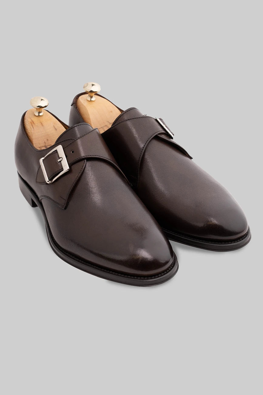 Brauner Single Monk-Schuh aus Kalbsleder