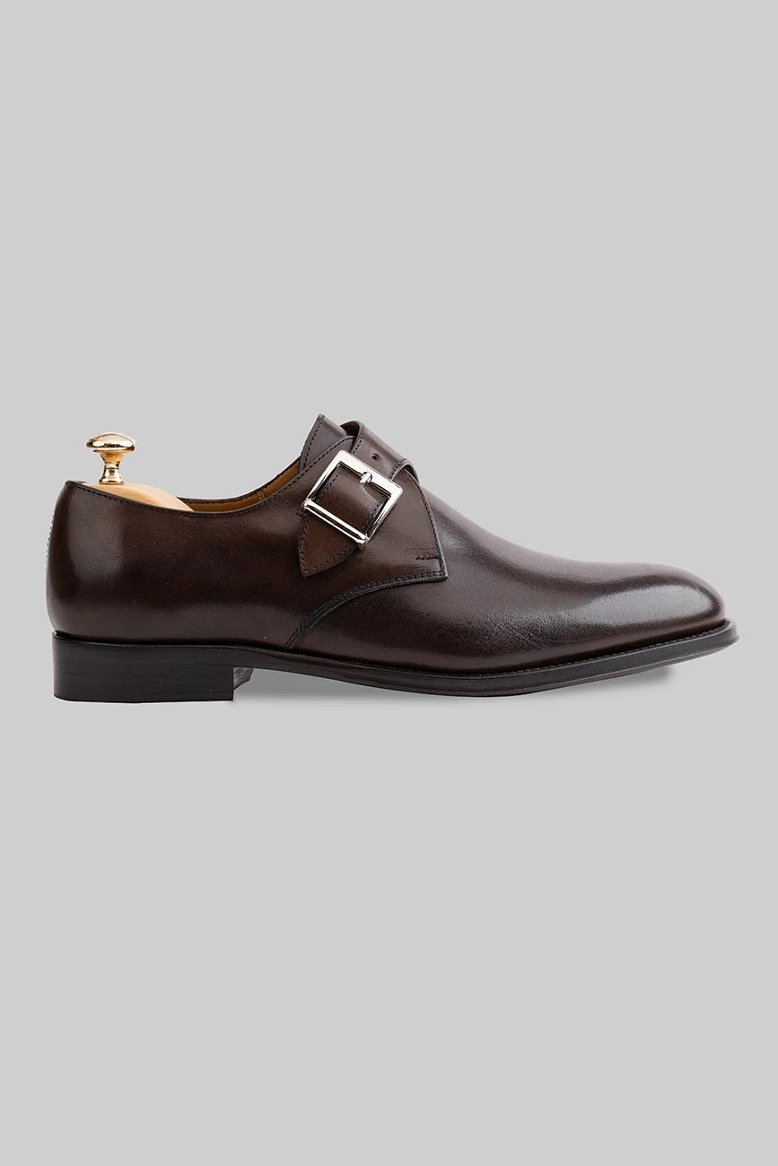 Brauner Single Monk-Schuh aus Kalbsleder