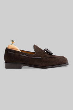 Brauner Tassel Loafer aus Veloursleder