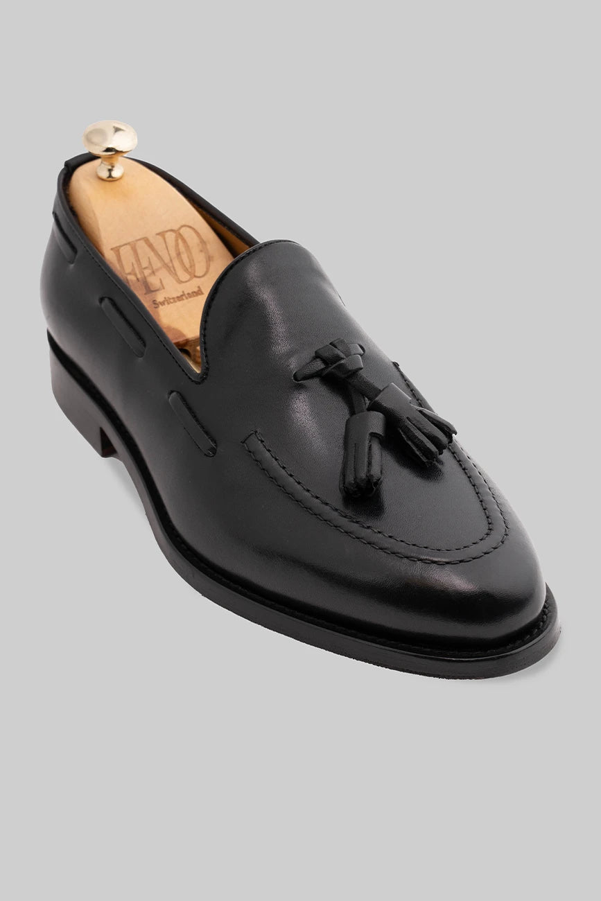 Schwarzer Tassel Loafer aus Kalbsleder
