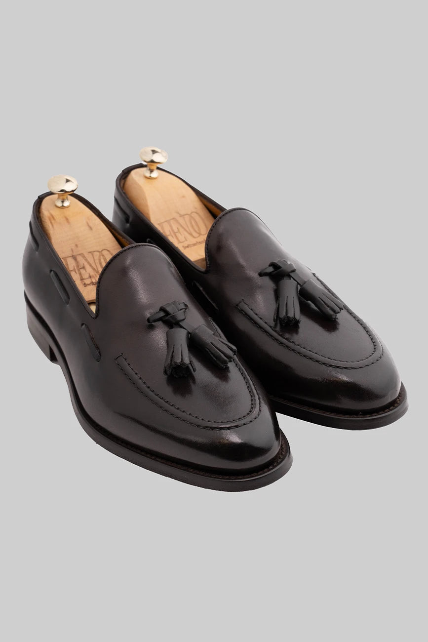 Brauner Tassel Loafer aus Kalbsleder