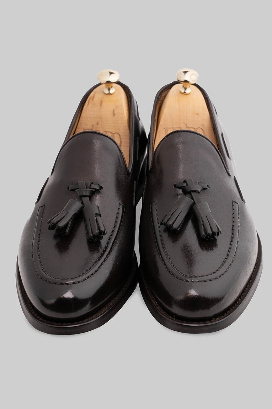 Brauner Tassel Loafer aus Kalbsleder
