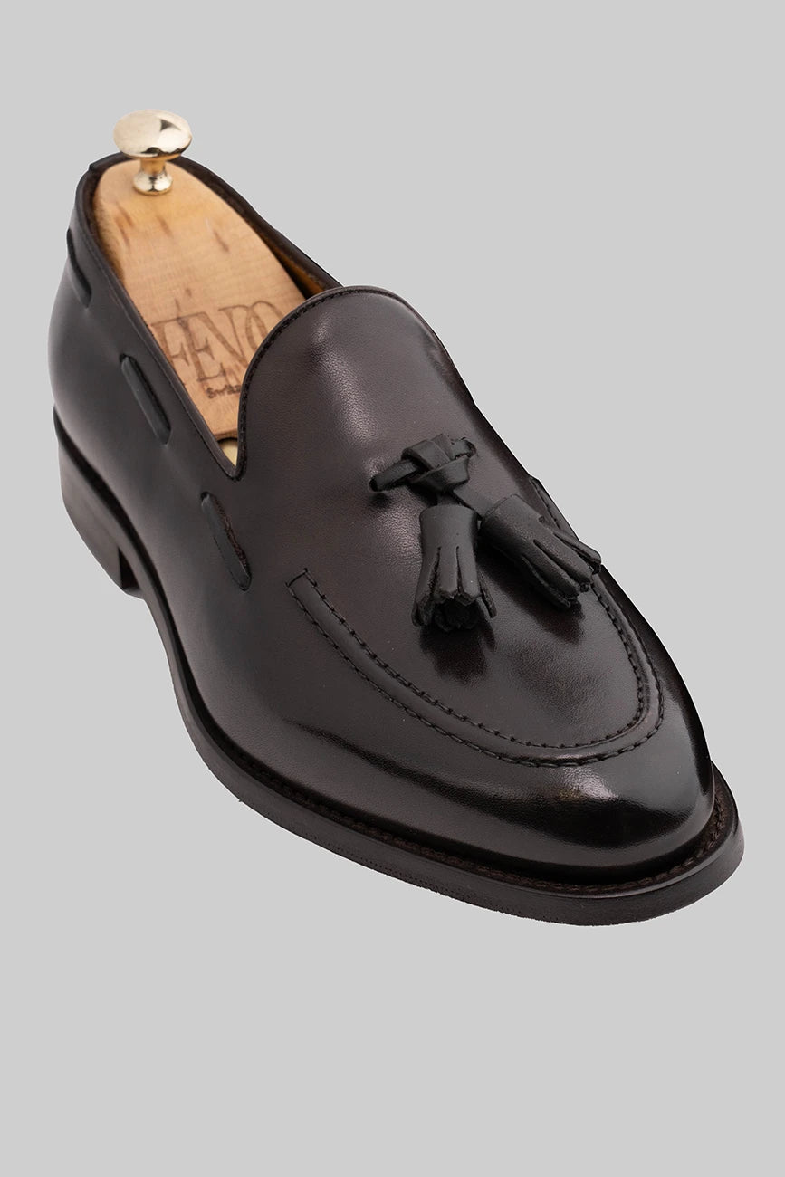 Brauner Tassel Loafer aus Kalbsleder