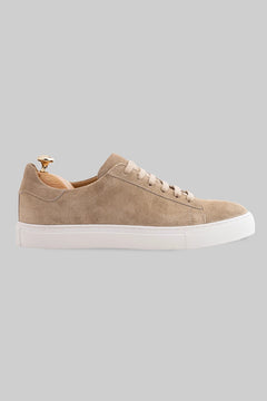 Beiger Sneaker aus Velours-Kalbsleder