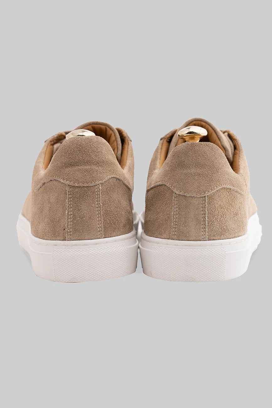 Beige sneakers made of suede calfskin