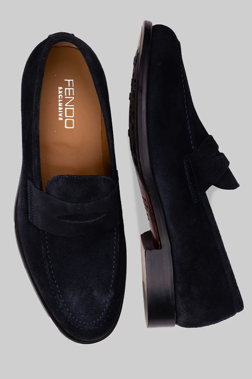 Penny Loafer aus marineblauem Wildleder
