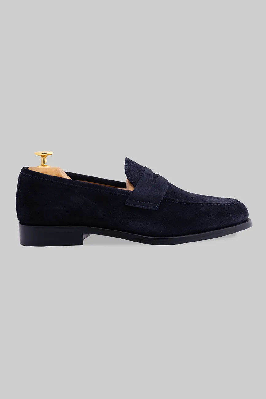 Penny Loafer aus marineblauem Wildleder
