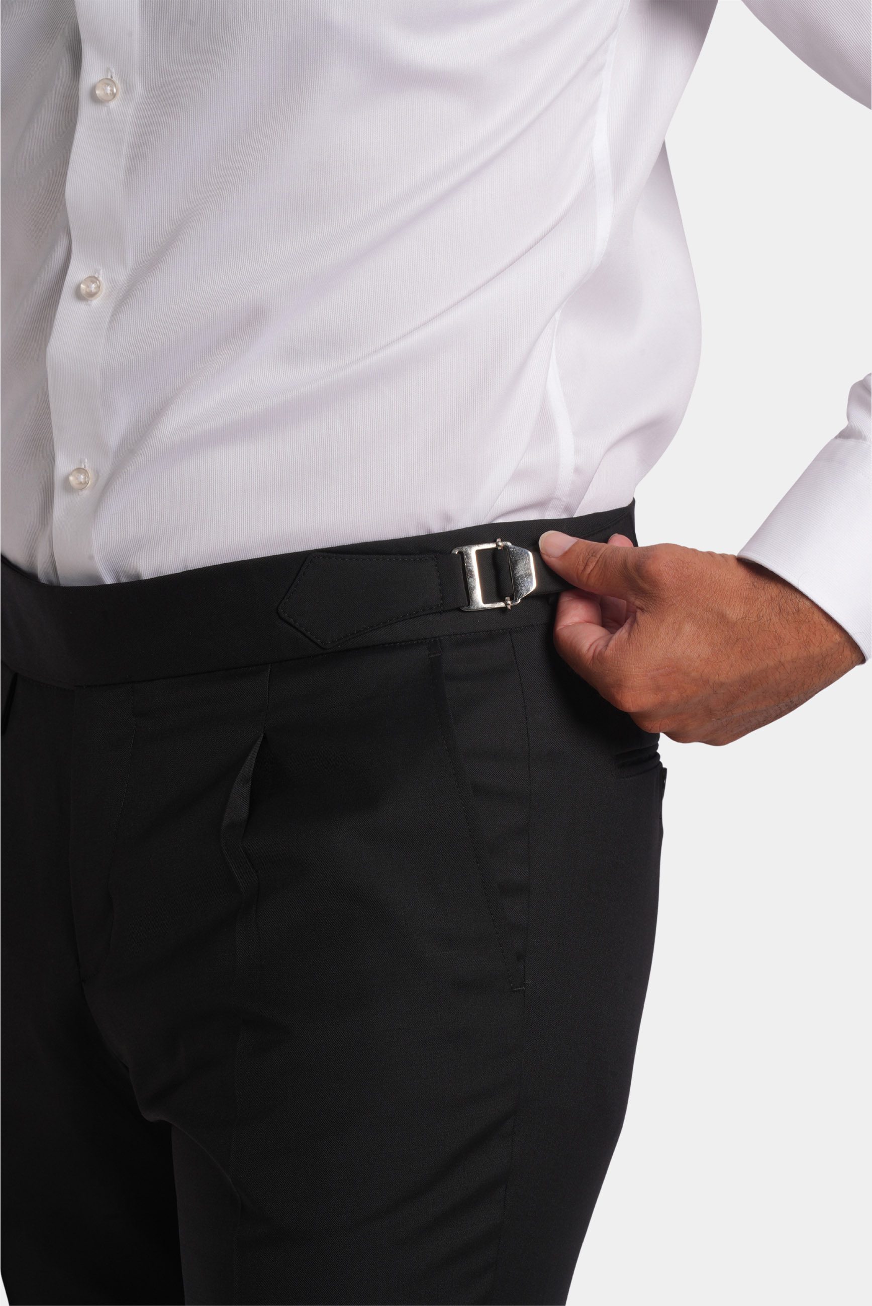 Schwarzer Slim Fit Zweireiher Anzug aus Wolle