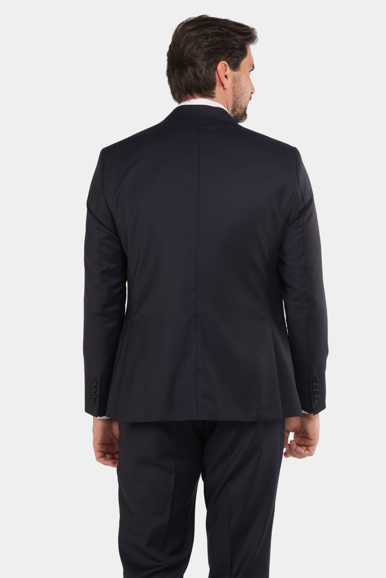 Dunkelblauer Slim Fit Dreiteiliger Anzug aus Wolle