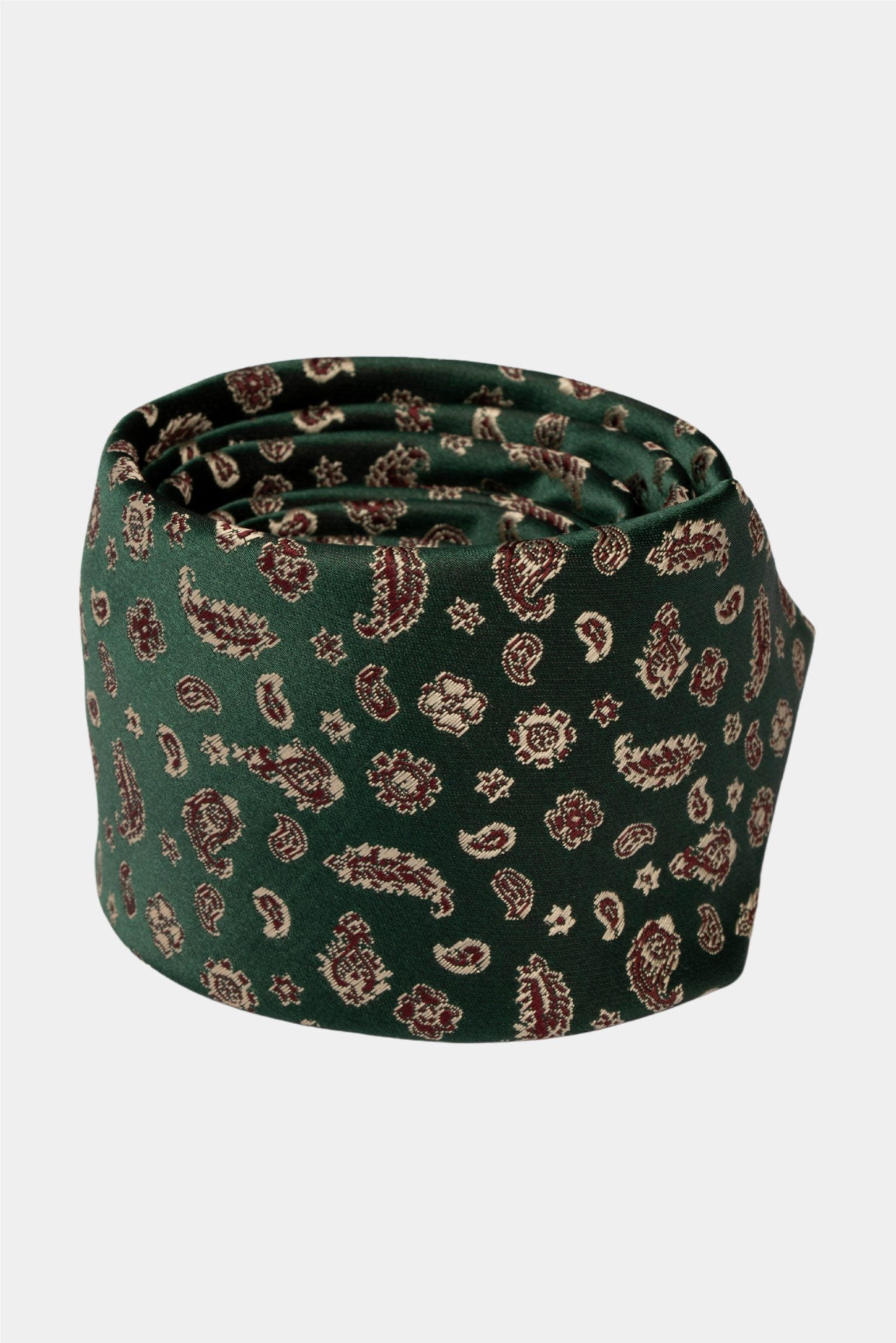 Grüne Mikrofaser-Krawatte mit Paisley-Muster
