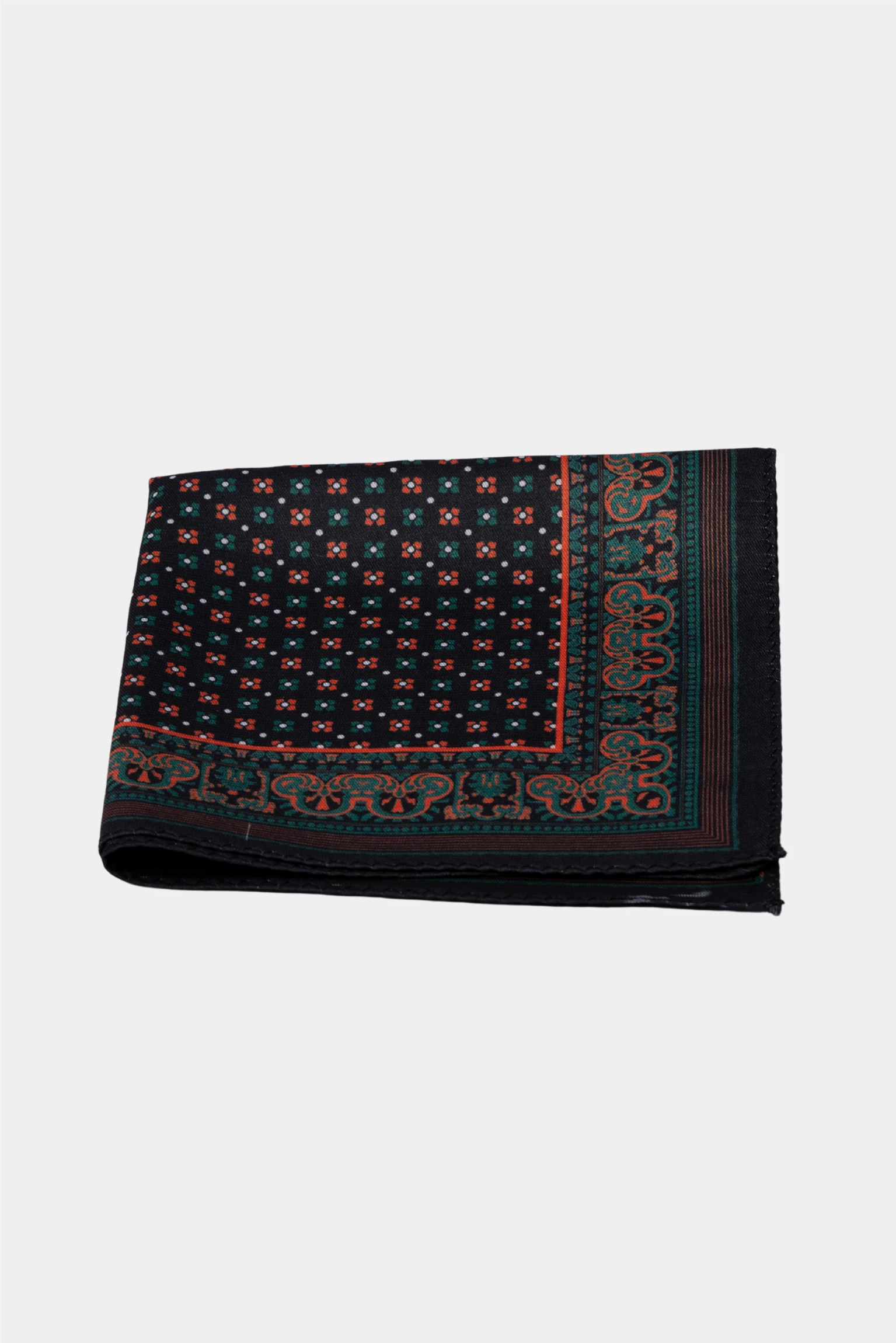 Black microfiber pocket square with micro motif