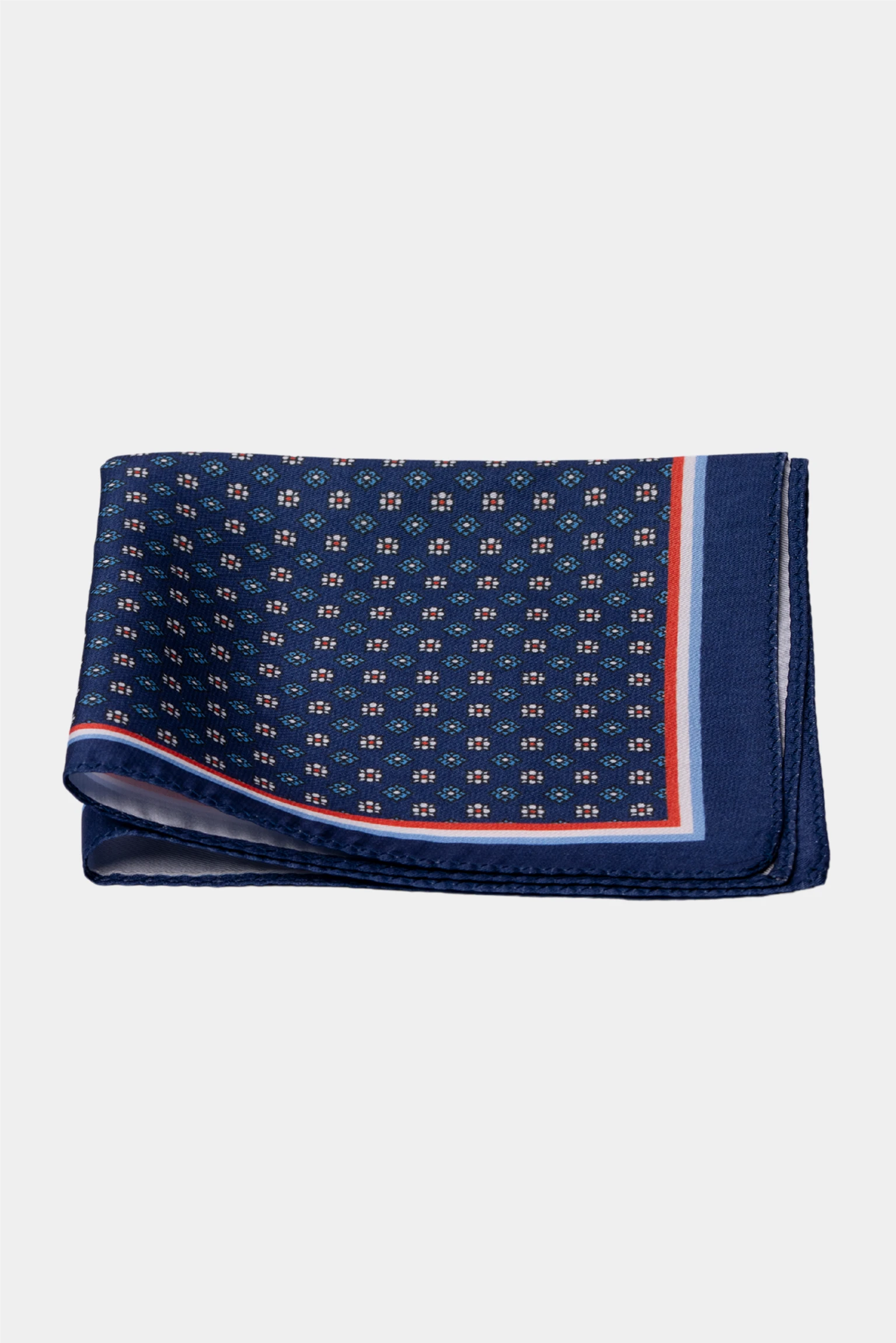 Navy blue microfiber handkerchief with micro-medallion pattern