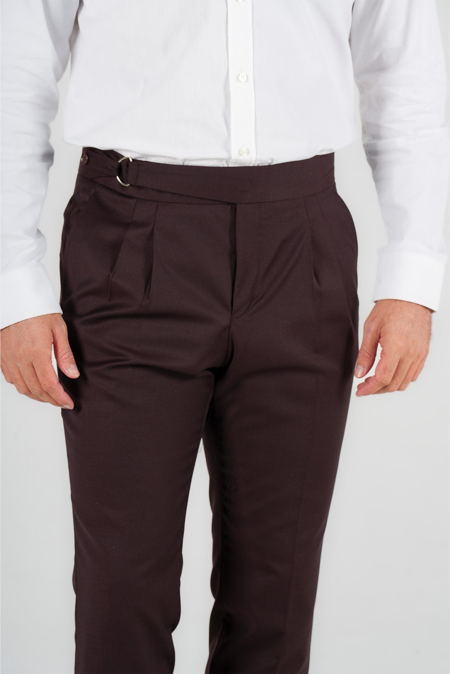 Wine-red trousers made of Italian wool, tailored fit