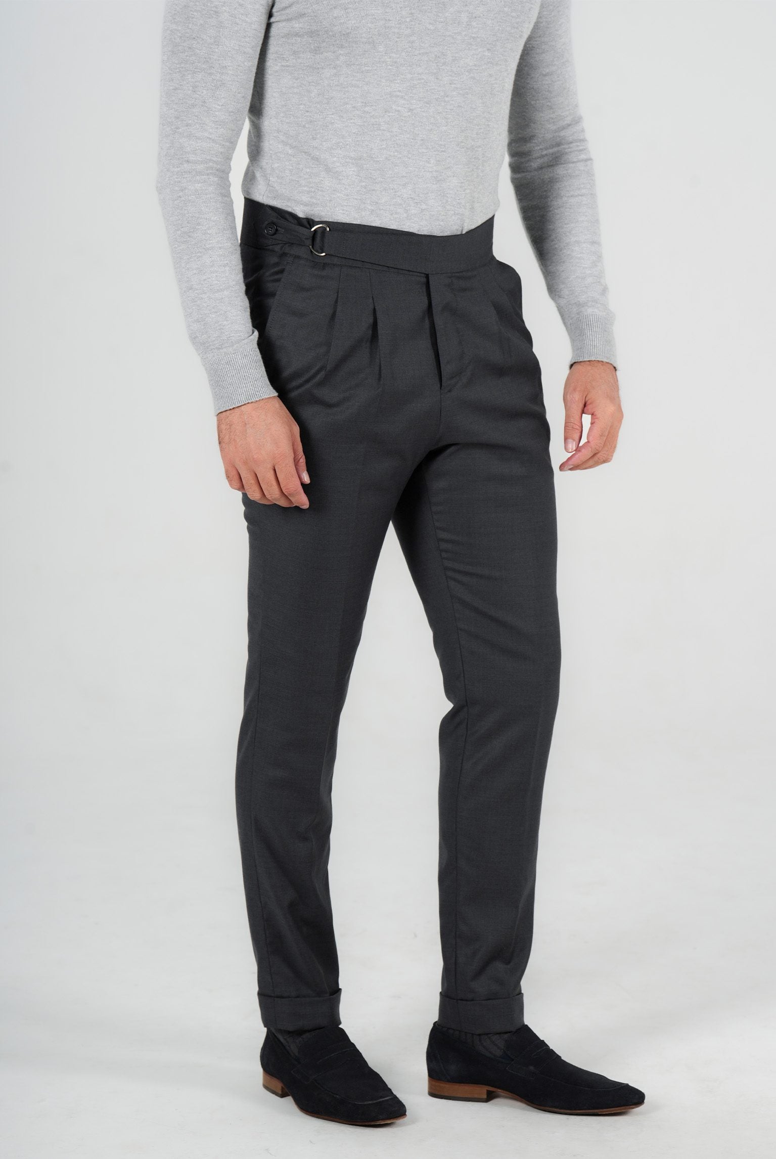 Graue Hose aus italienischer Wolle Tailored Fit