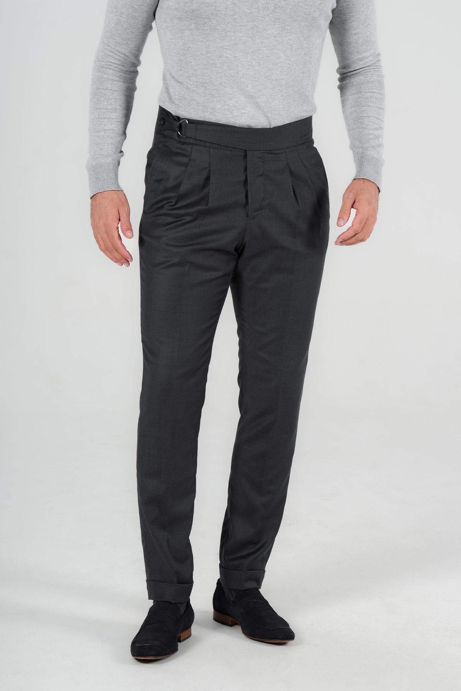 Graue Hose aus italienischer Wolle Tailored Fit