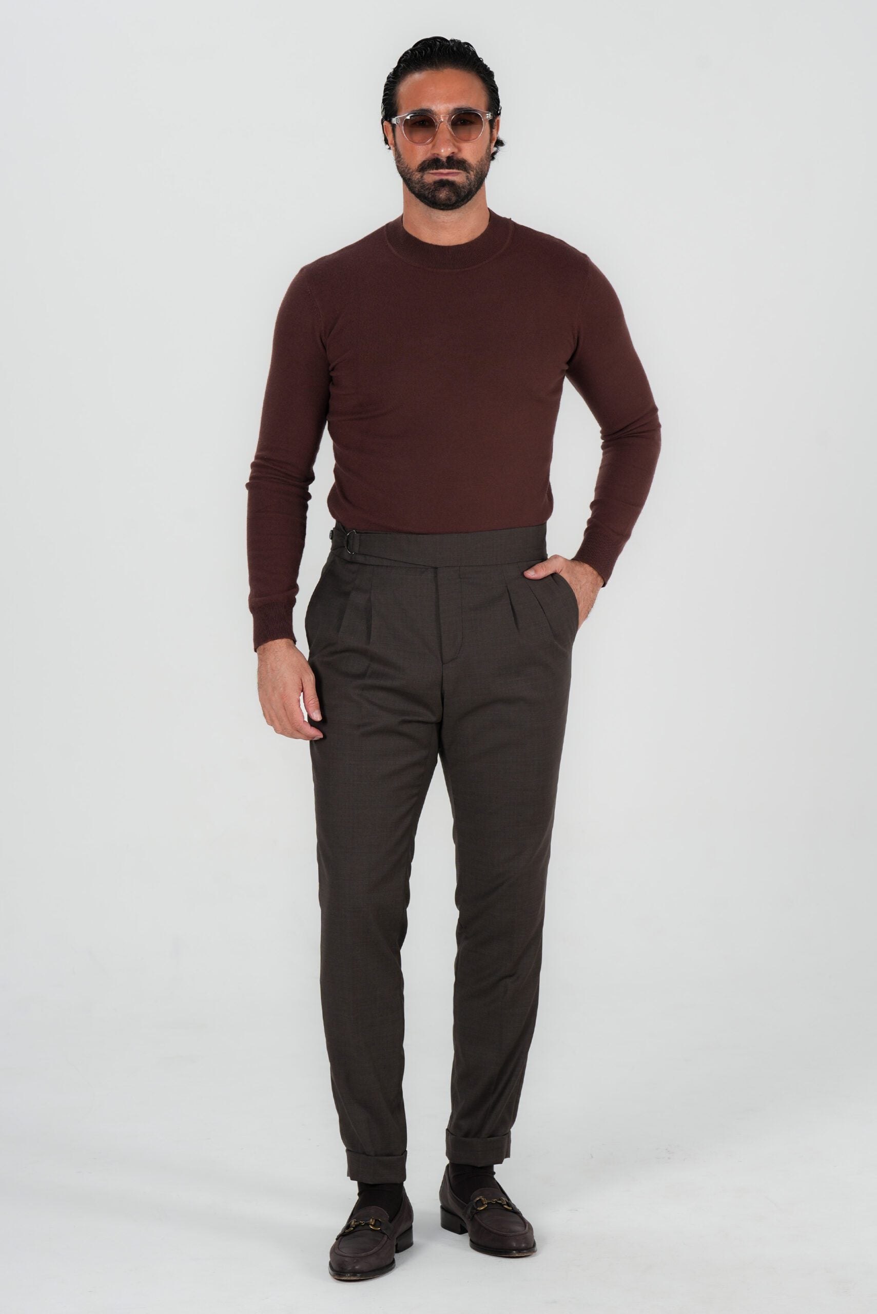 Braune Hose aus italienischer Wolle Tailored Fit