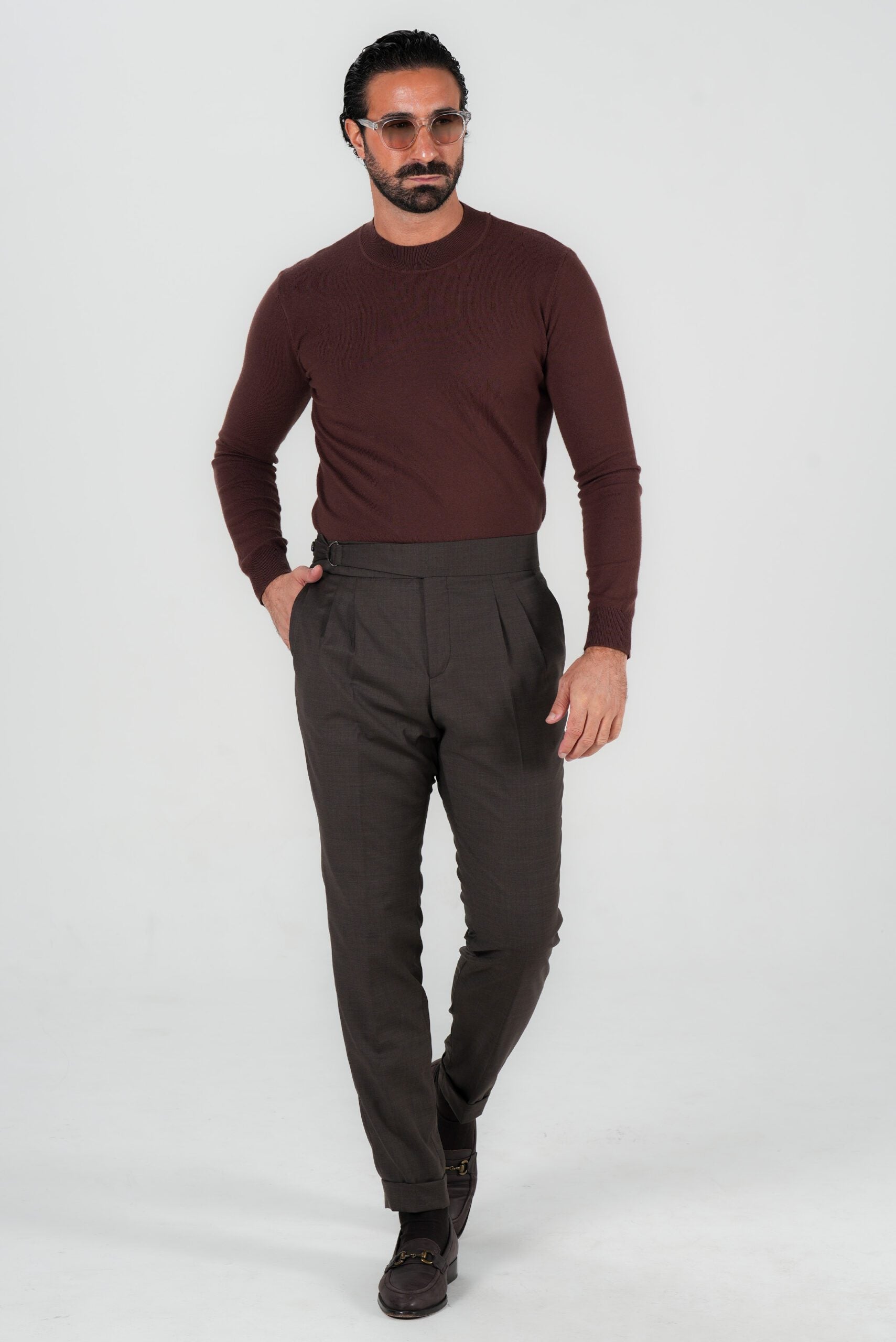 Braune Hose aus italienischer Wolle Tailored Fit