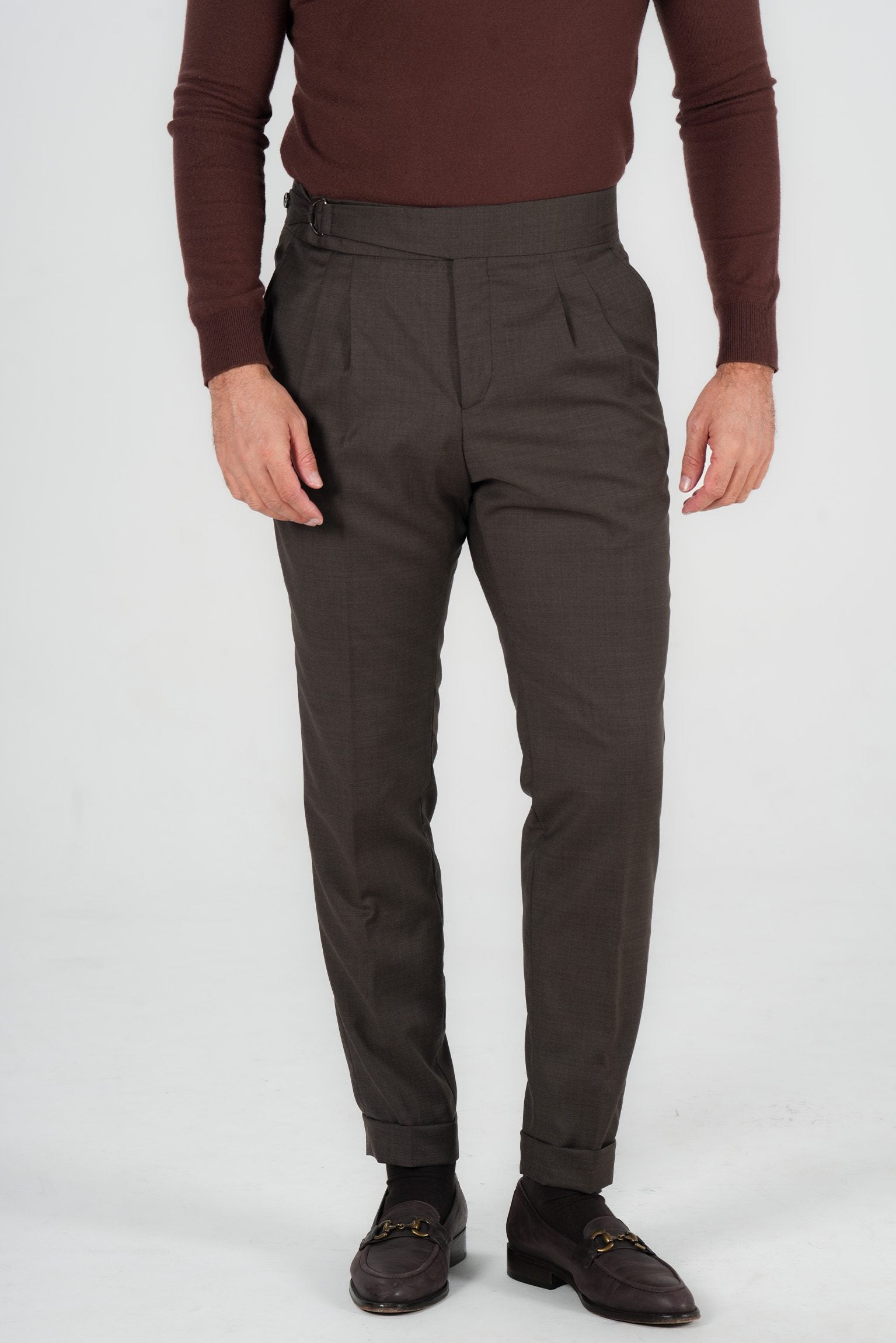 Braune Hose aus italienischer Wolle Tailored Fit