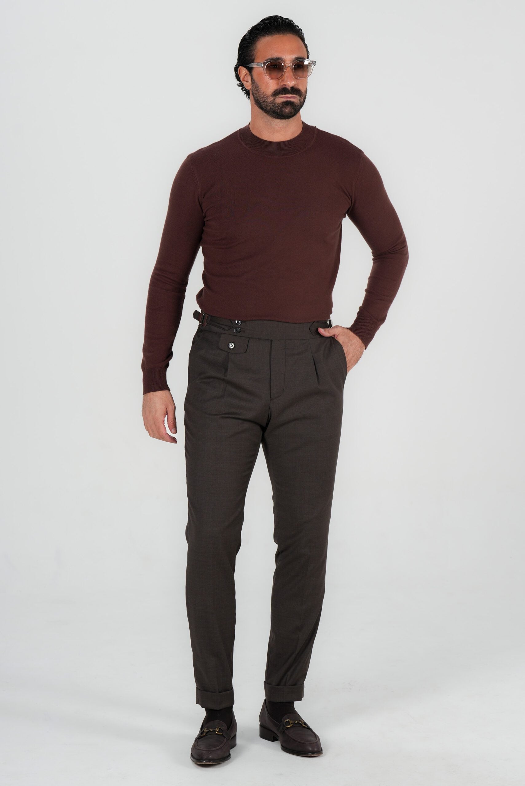 Braune Hose aus italienischer Wolle Tailored Fit