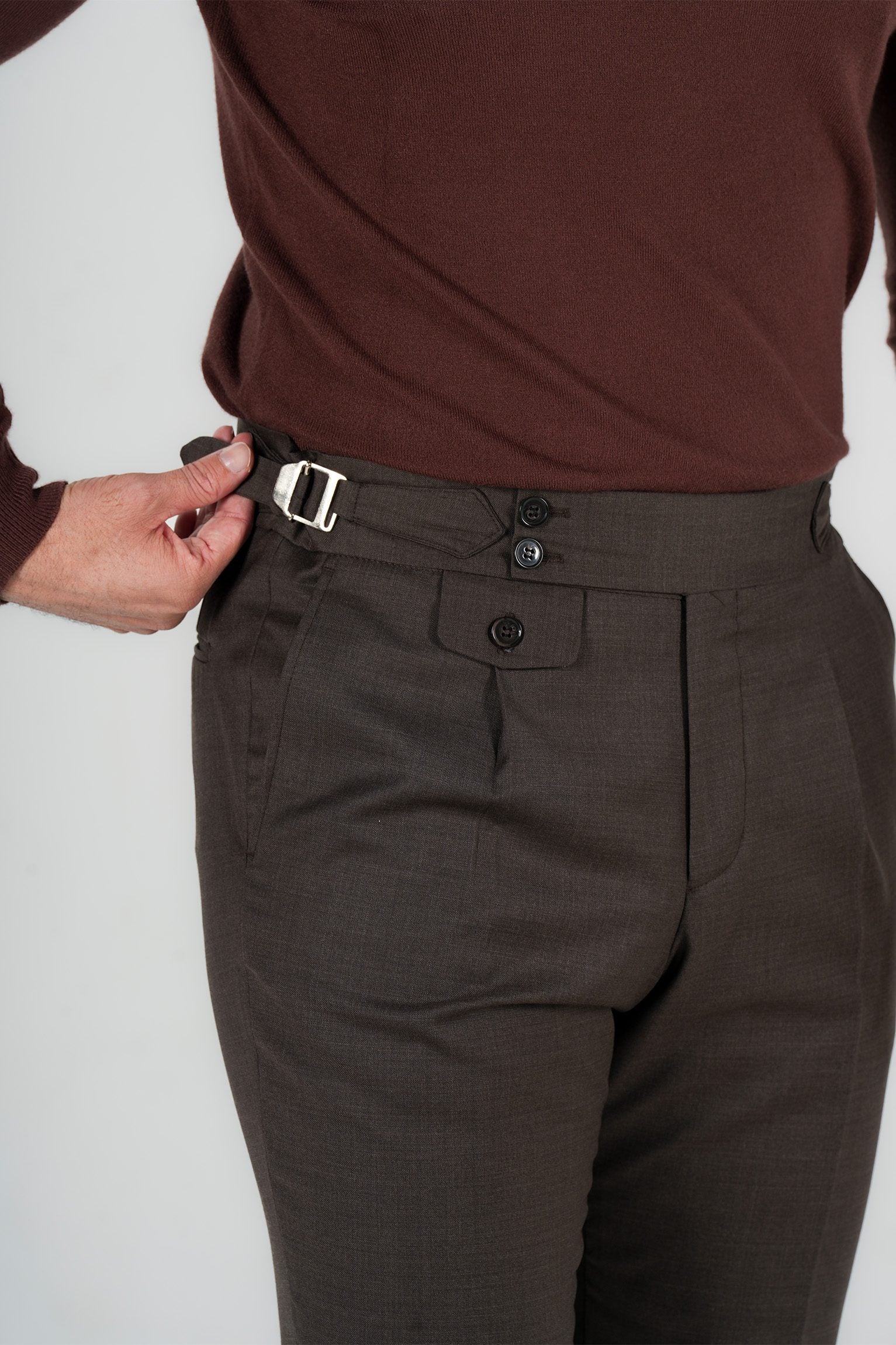 Braune Hose aus italienischer Wolle Tailored Fit