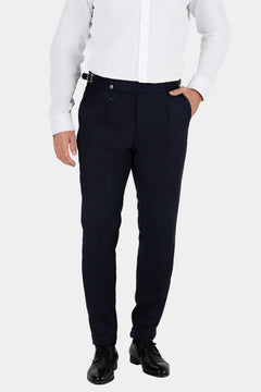 Marineblaue Hose aus italienischer Wolle Tailored Fit