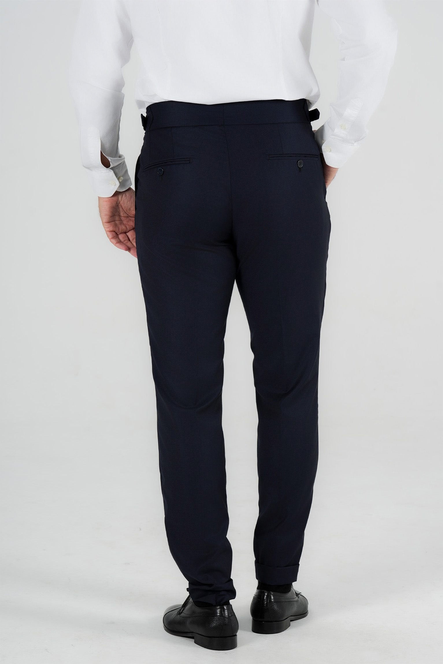 Marineblaue Hose aus italienischer Wolle Tailored Fit