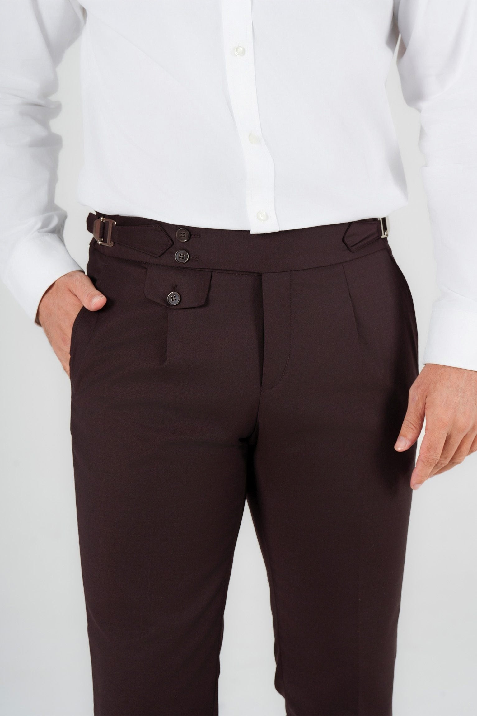 Wine-red trousers made of Italian wool, tailored fit