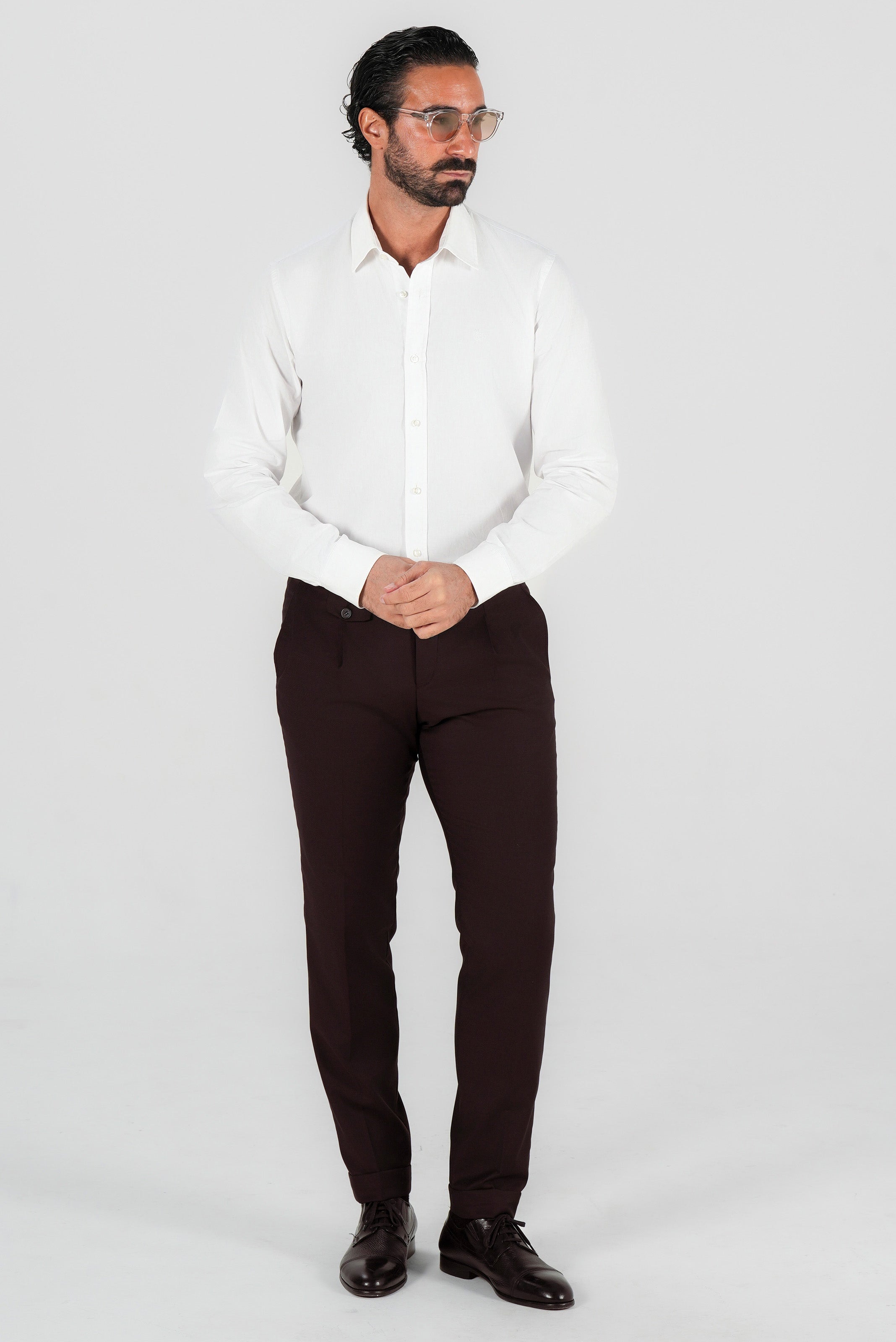 Wine-red trousers made of Italian wool, tailored fit